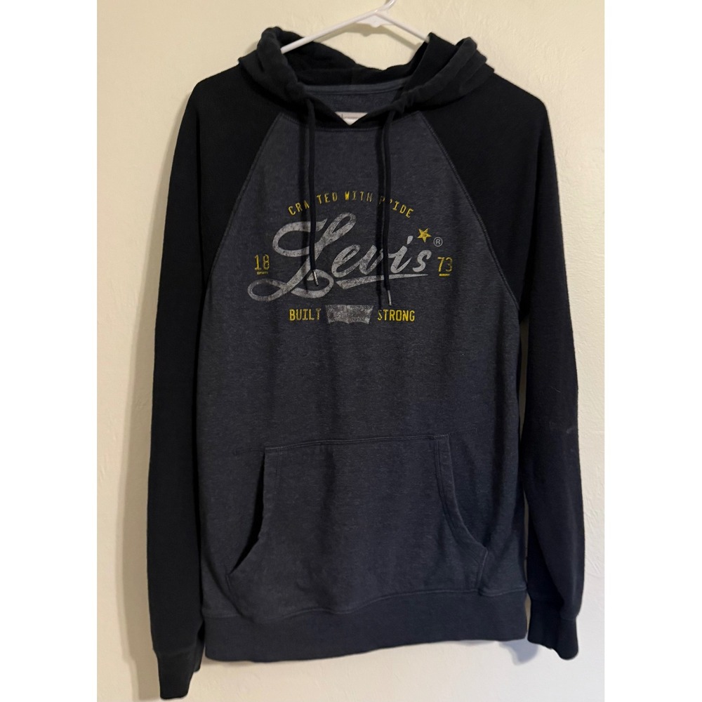Levi Strauss & Co Raglan Hoodie Mens Size S Charcoal Black Built Strong
